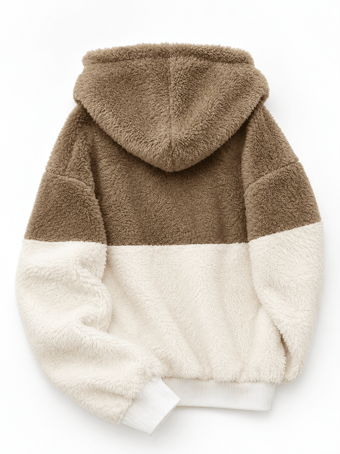 Women’s Warm Multi Color Sherpa Drop shoulder Fleece Color Block Hoodie For Winters Casual Relaxed Fit - Edin London
