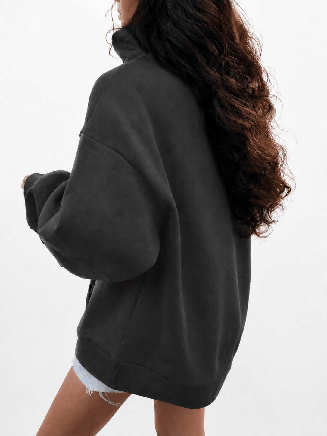 Women’s Warm Navy Blue Quarter Zip Fleece Hoodie With Star Detail Winters - Edin London