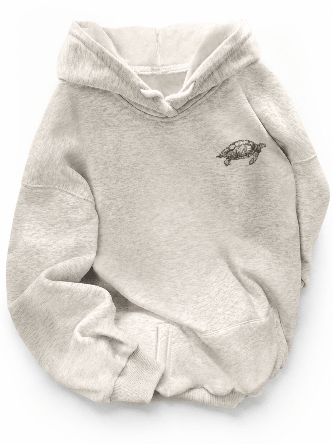 Women’s Warm Navy Blue Whote Oversized Pullover Hoodie With Turtle Graphic Travelling For Winters - Edin London