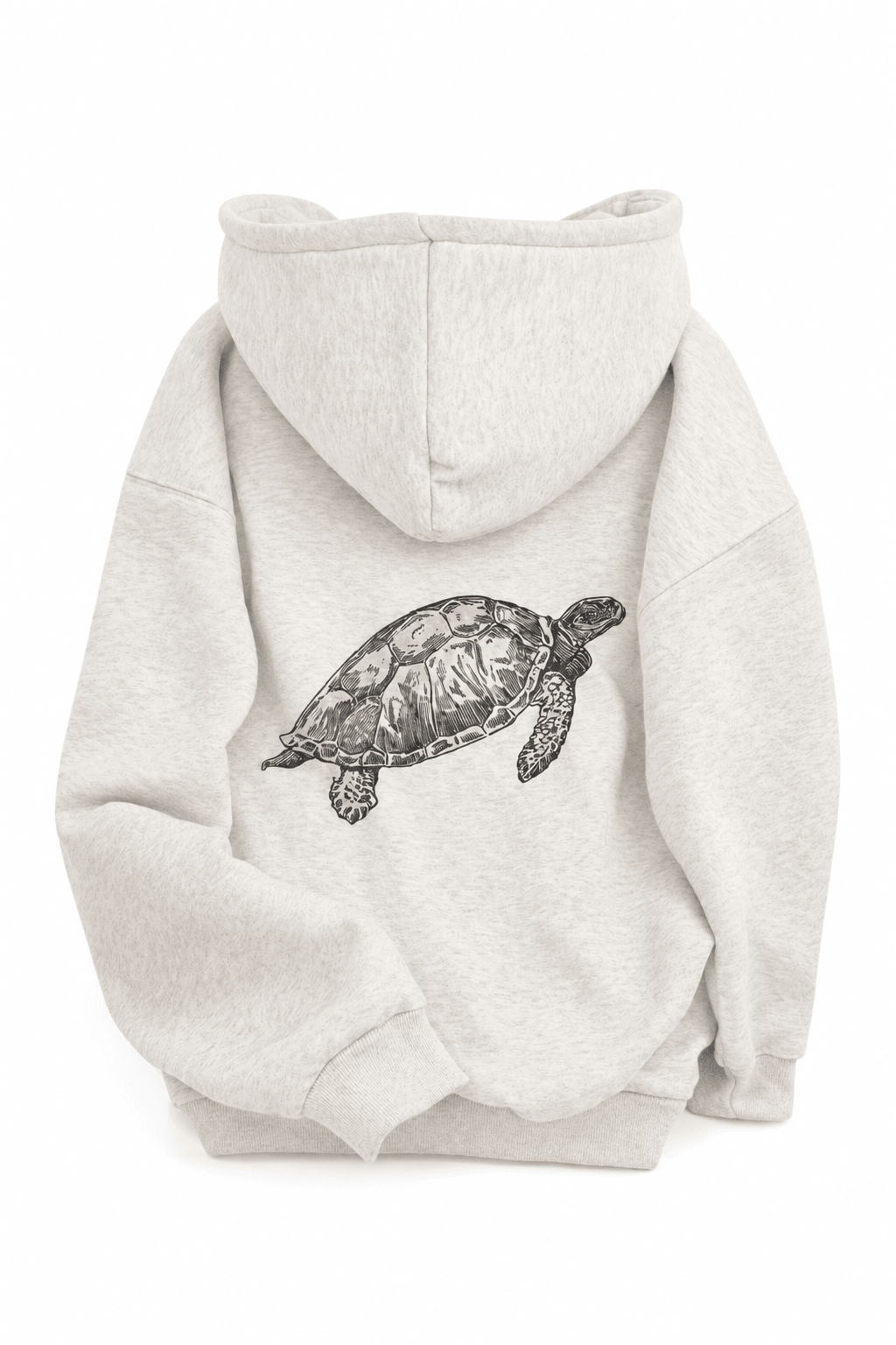 Women’s Warm Navy Blue Whote Oversized Pullover Hoodie With Turtle Graphic Travelling For Winters - Edin London