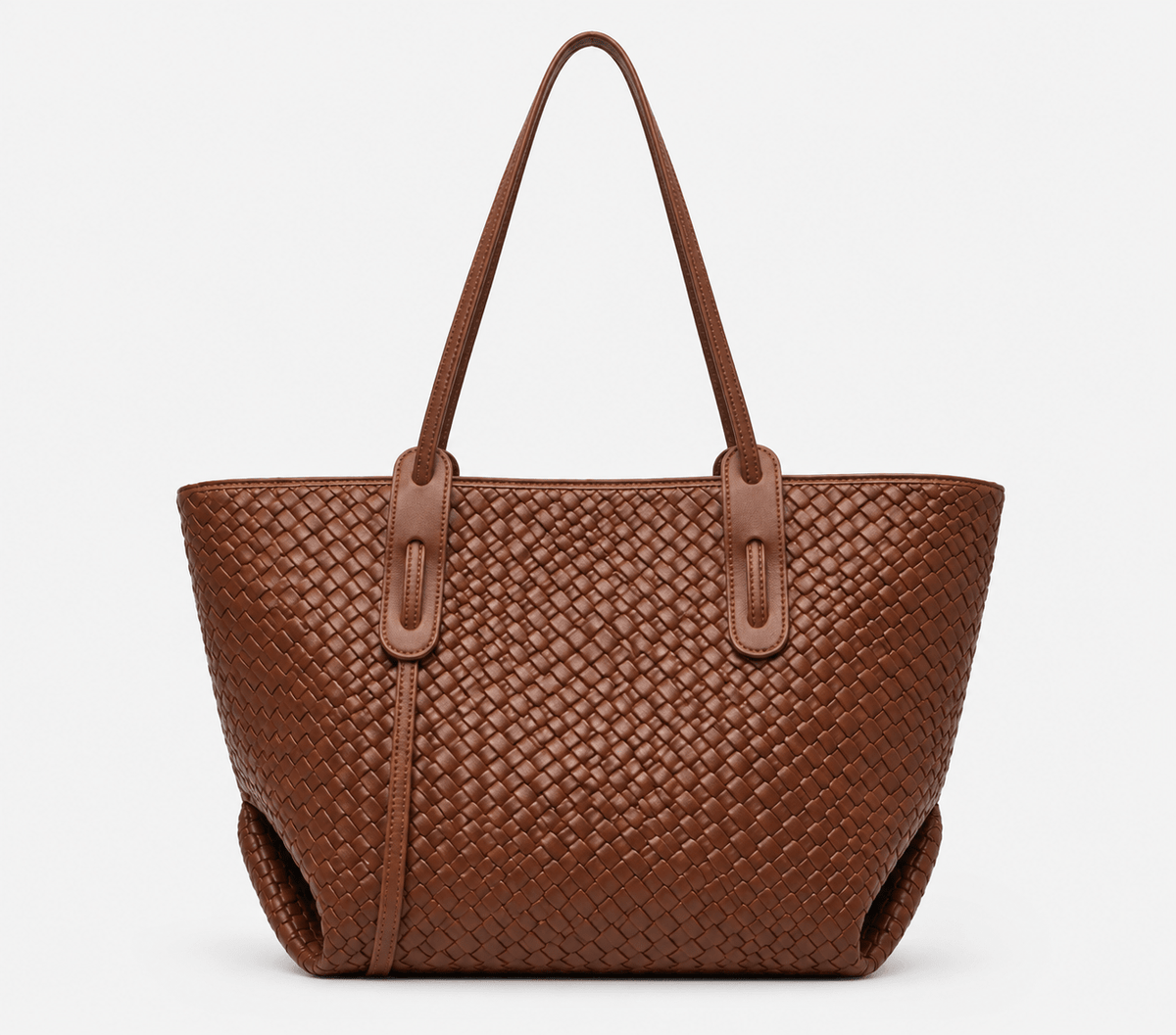 Women's Woven Pattern PU Leather Shoulder Bag Minimalist Large Capacity Everyday Handbag - Edin London