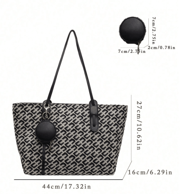 Women's Woven Pattern PU Leather Shoulder Bag Minimalist Large Capacity Everyday Handbag - Edin London