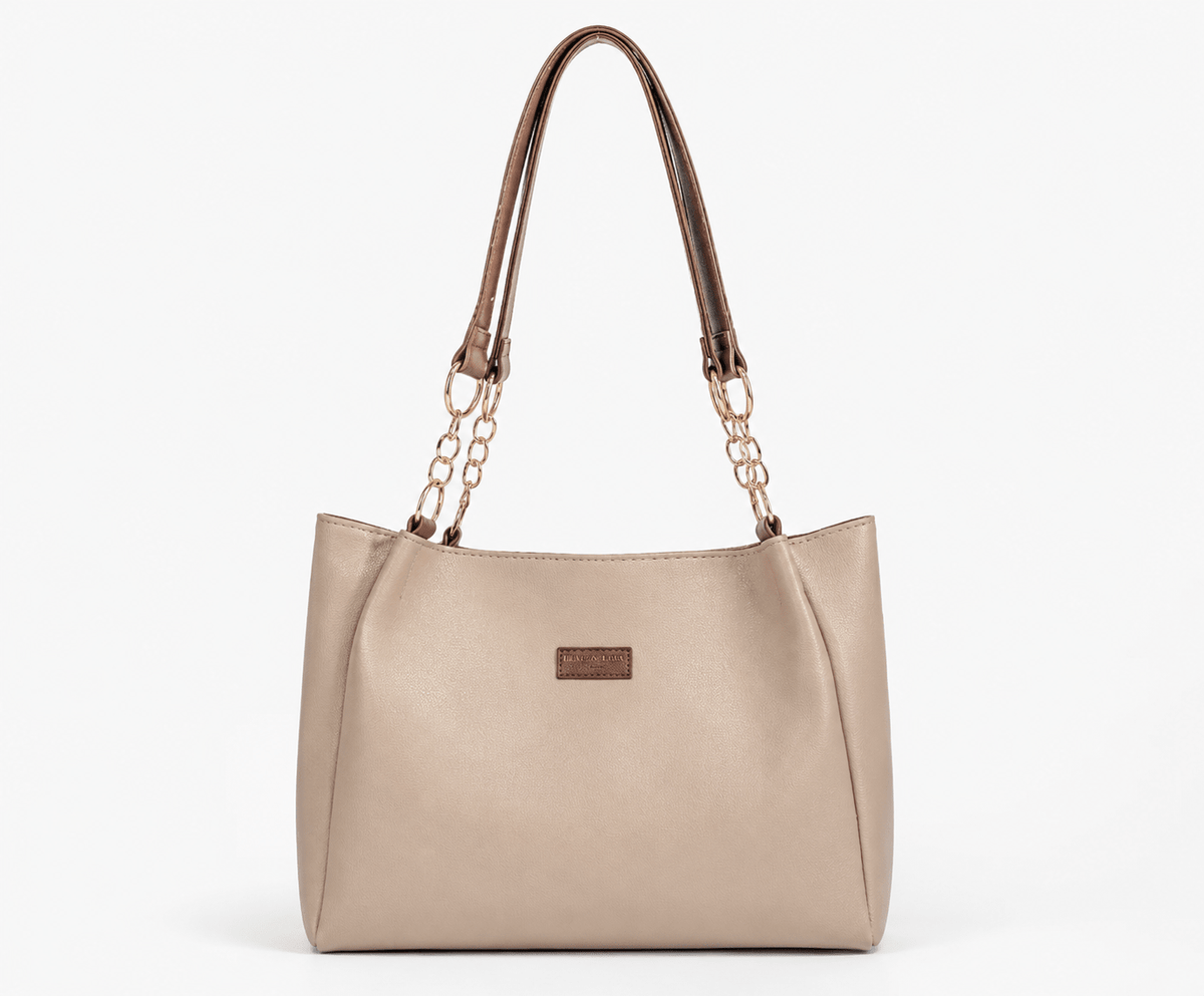 Women's Woven Texture PU Leather Tote Bag Large Capacity Shoulder Bag for Work, University & Daily Use - Edin London