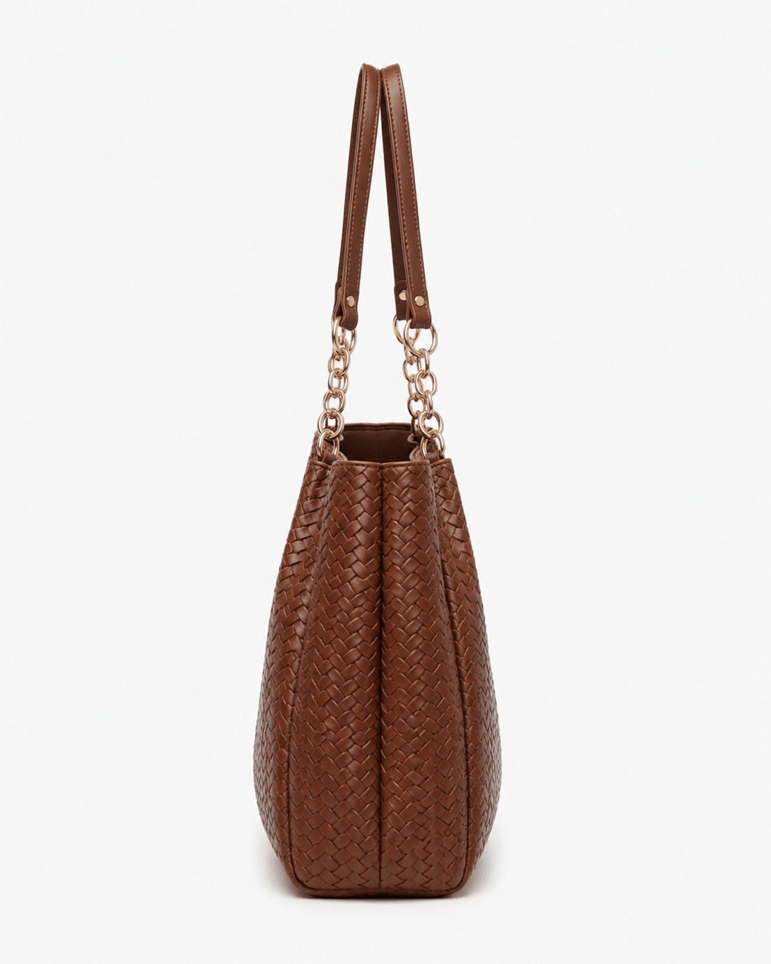 Women's Woven Texture PU Leather Tote Bag Large Capacity Shoulder Bag for Work, University & Daily Use - Edin London