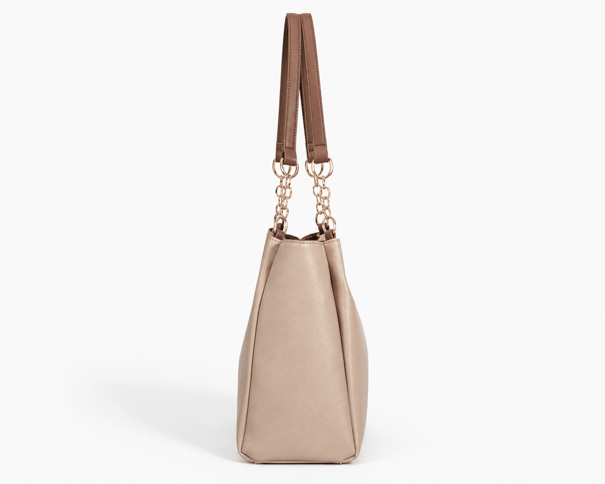 Women's Woven Texture PU Leather Tote Bag Large Capacity Shoulder Bag for Work, University & Daily Use - Edin London