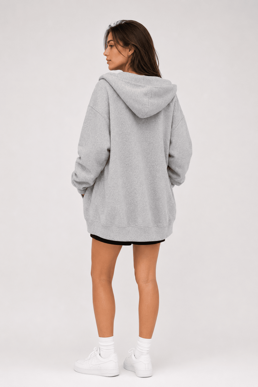 Women's Zip Lightweight Hooded Sweatshirt Loose Fit - Edin London